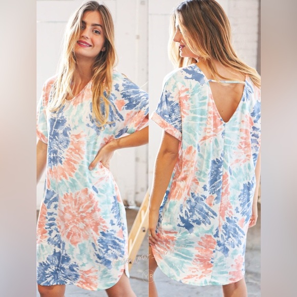 NEW Tie Dye Pocketed Midi Dress - Picture 3 of 5